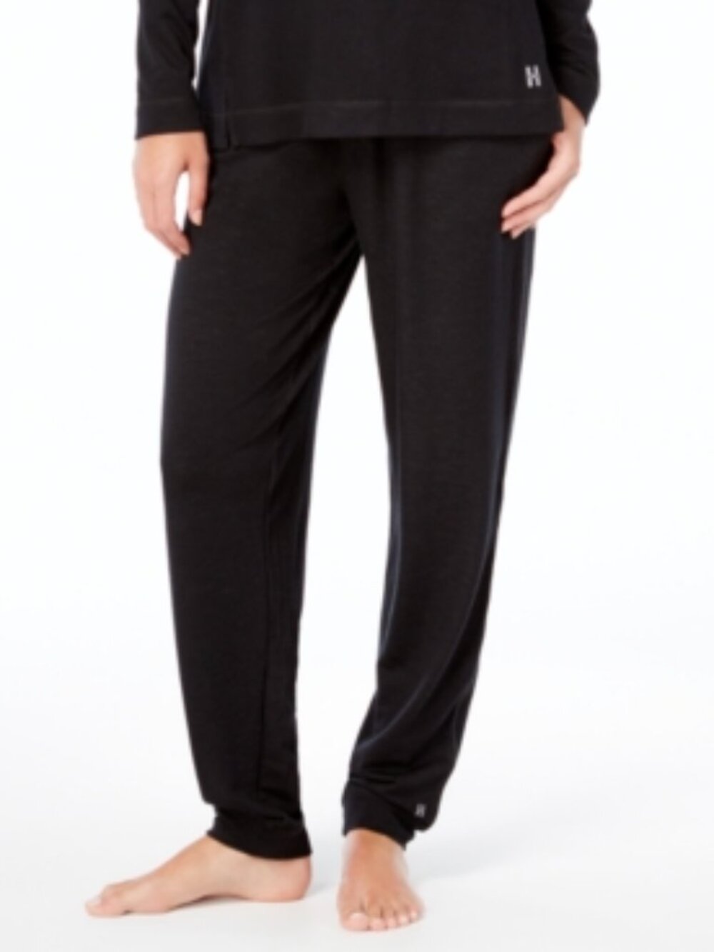 #2457 Hue Super-Soft French Terry Cuffed Lounge Pants - Black